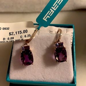 NWT EFFY 14k Tanzanite hoop earrings